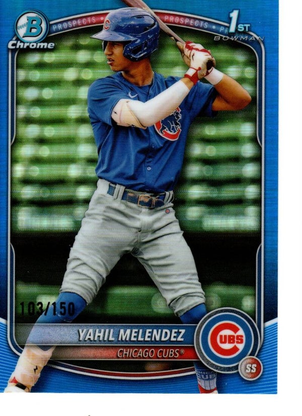 Bowman Chrome 2025 Prospects True Blue 103/150 #BCP-222 Yahil Melendez, Chicago Cubs