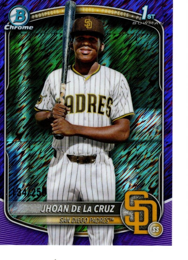 Bowman Chrome 2025 Prospects Purple Shimmer 134/250 #BCP-223 Jhoan De La Cruz, San Diego Padres