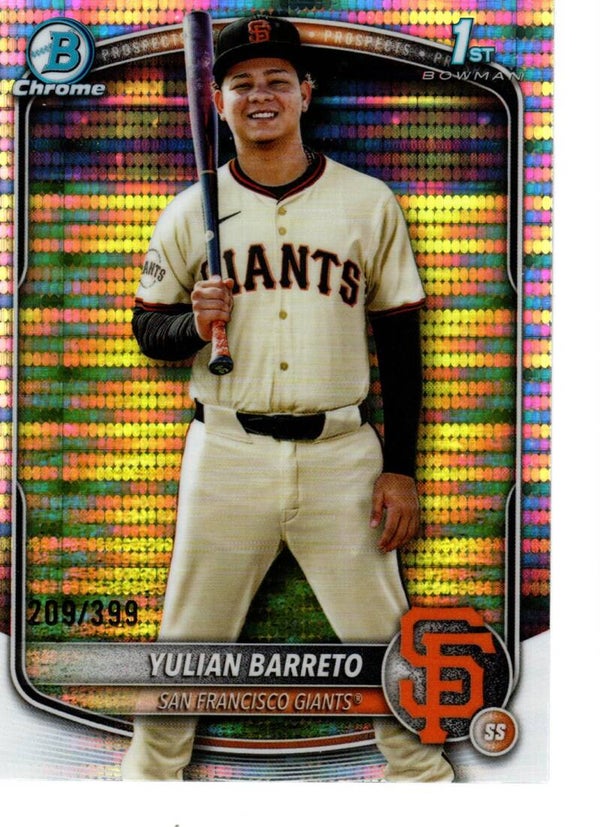 Bowman Chrome 2025 Prospects Pulsar 209/399 #BCP-229 Yulian Barreto, San Francisco Giants