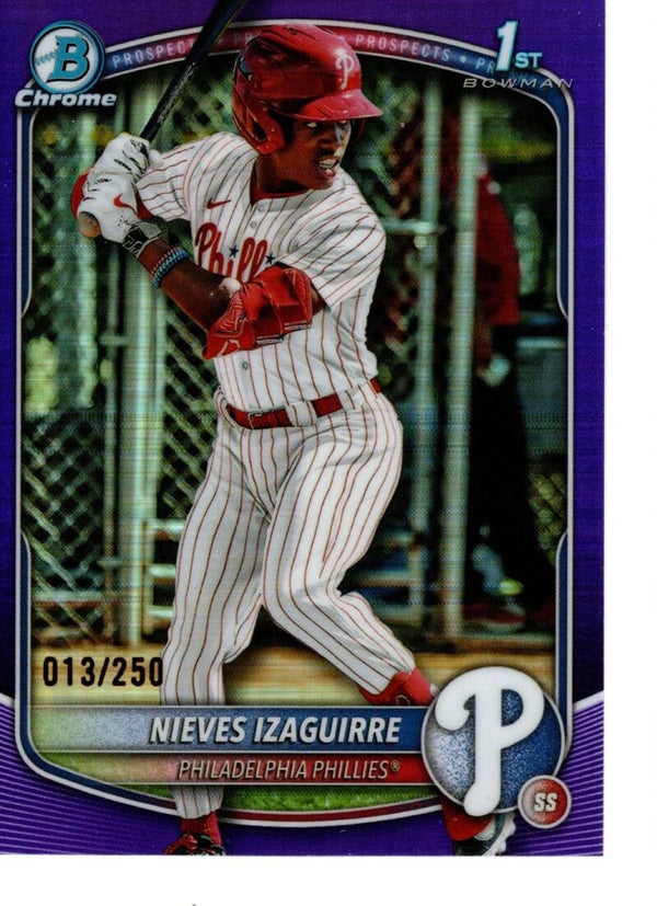Bowman Chrome 2025 Prospects Purple 13/250 #BCP-232 Nieves Izaguirre, Philadelphia Phillies