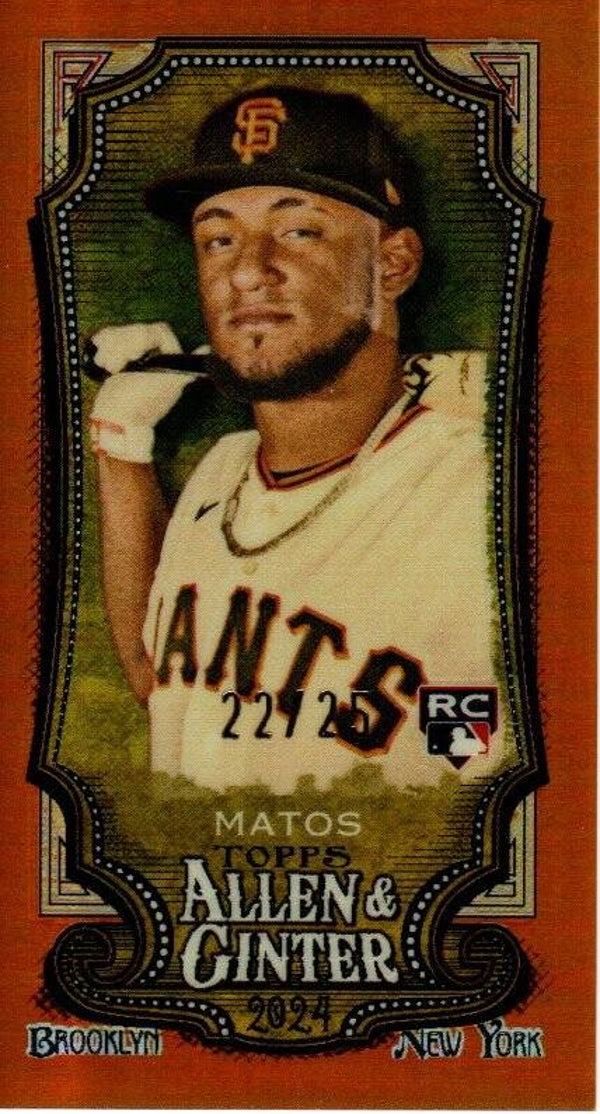 Allen & Ginter 2024 Mini Orange 22/25 #59 Luis Matos San Francisco Giants RC