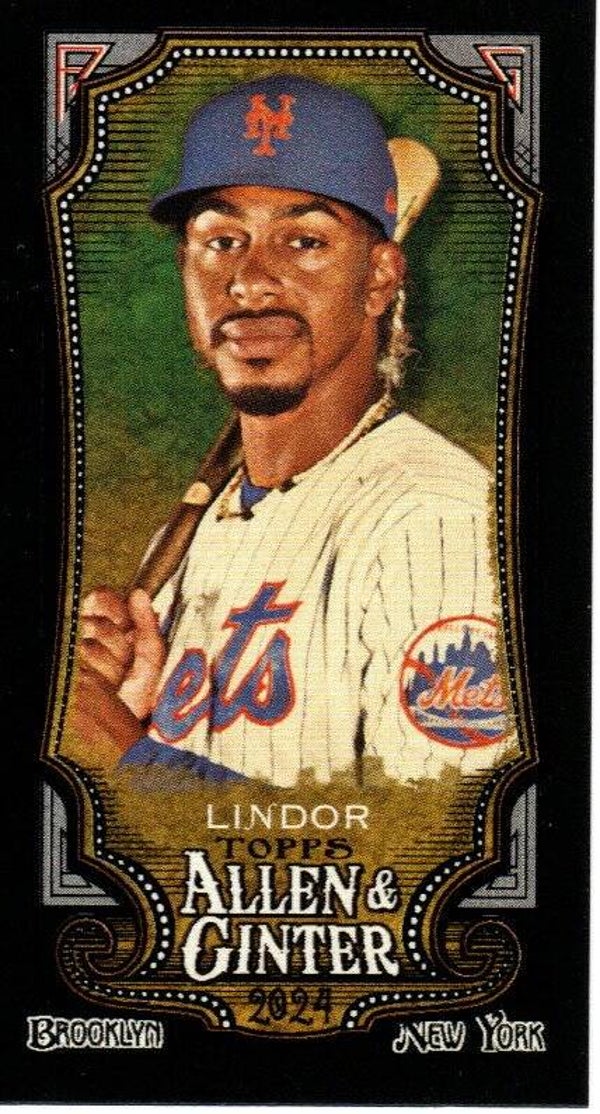 Allen & Ginter 2024 Mini Black Border #73 Francisco Lindor New York Mets