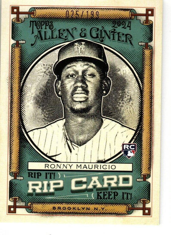 Allen & Ginter 2024 Rip Card RIPPED 25/199 #RIP-RM Ronny Mauricio New York Mets RC