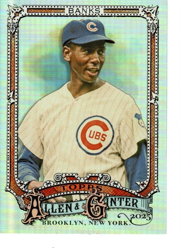 Allen & Ginter 2025 Silver Portrait #54 Ernie Banks, Chicago Cubs