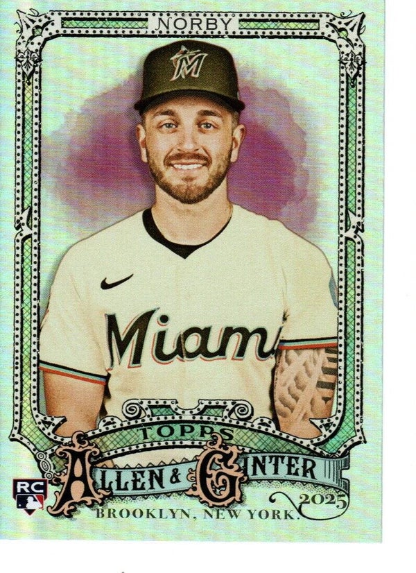 Allen & Ginter 2025 Silver Portrait #98 Connor Norby, Miami Marlins RC
