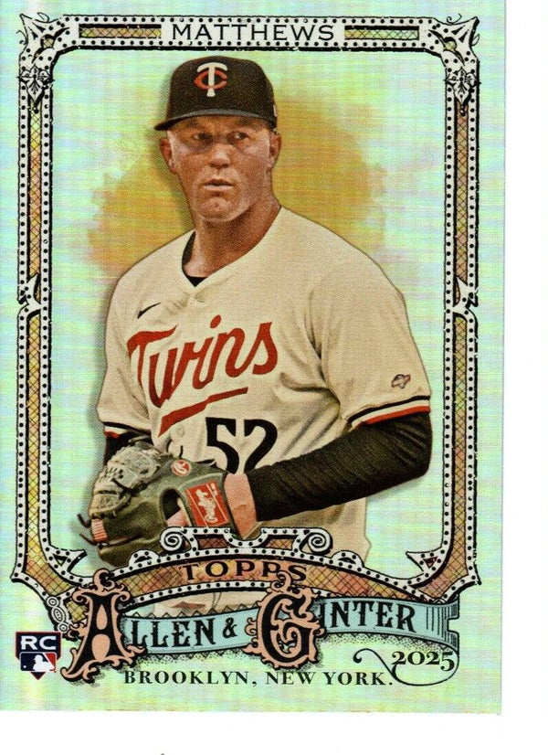 Allen & Ginter 2025 Silver Portrait #235 Zebby Matthews, Minnesota Twins RC