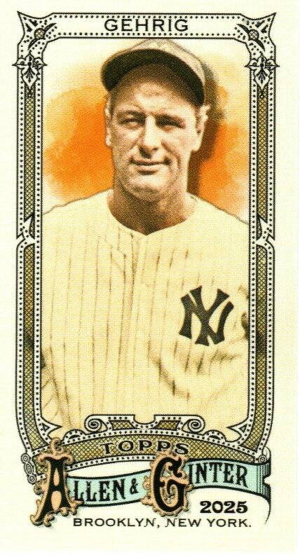 Allen & Ginter 2025 Mini #6 Lou Gehrig, New York Yankees