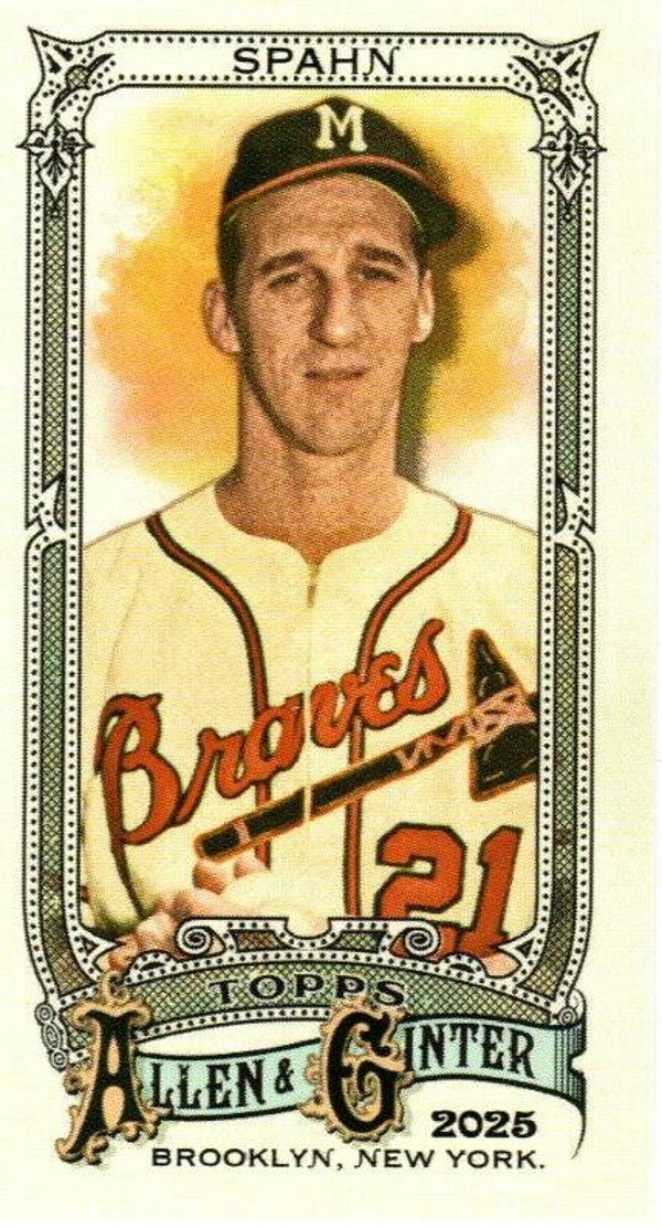 Allen & Ginter 2025 Mini #33 Warren Spahn, Milwaukee Braves
