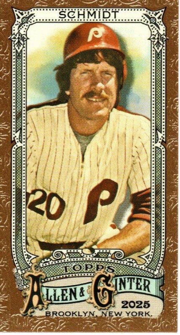 Allen & Ginter 2025 Mini Gold Border #40 Mike Schmidt, Philadelphia Phillies