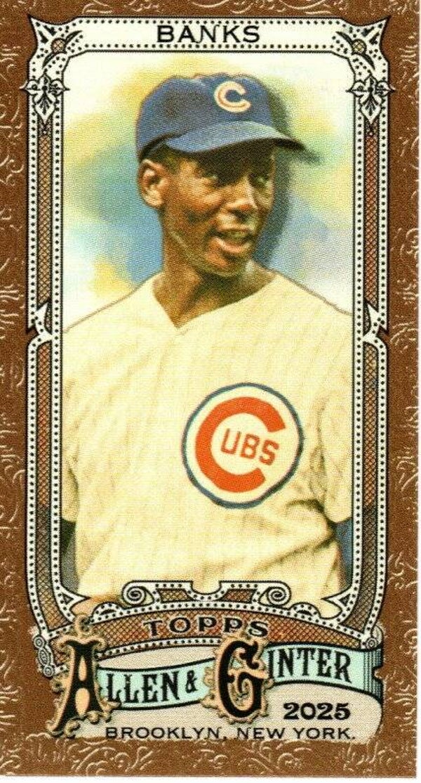 Allen & Ginter 2025 Mini Gold Border #54 Ernie Banks, Chicago Cubs