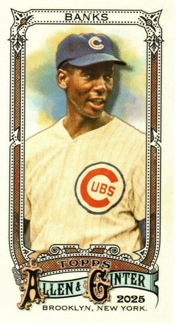Allen & Ginter 2025 Mini M&N Back #54 Ernie Banks, Chicago Cubs