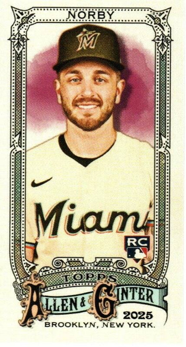 Allen & Ginter 2025 Mini #98 Connor Norby, Miami Marlins RC