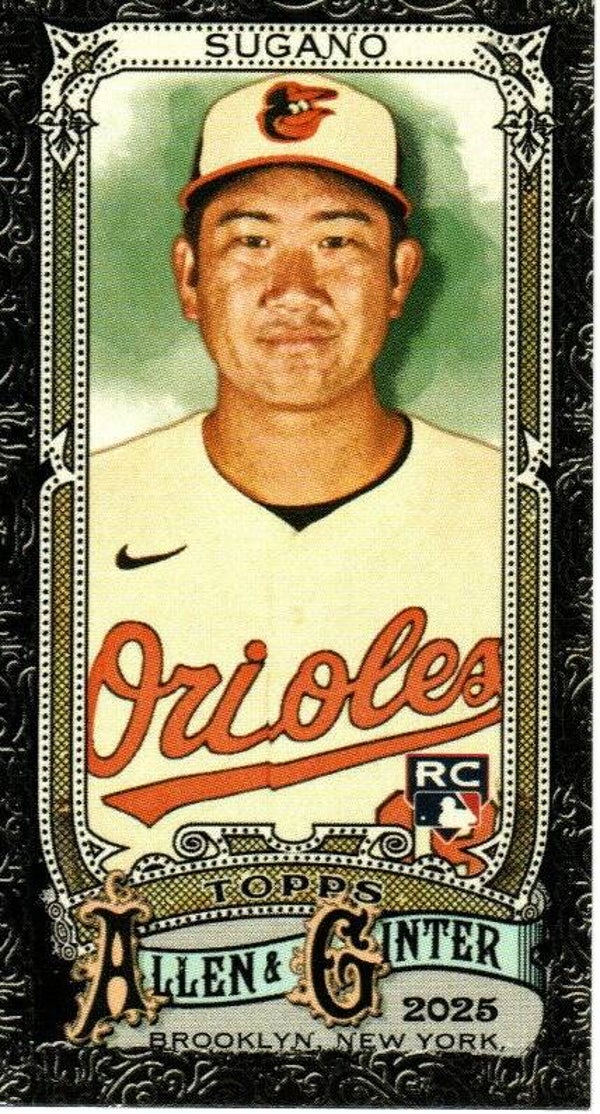 Allen & Ginter 2025 Mini Black Border #149 Tomoyuki Sugano, Baltimore Orioles RC