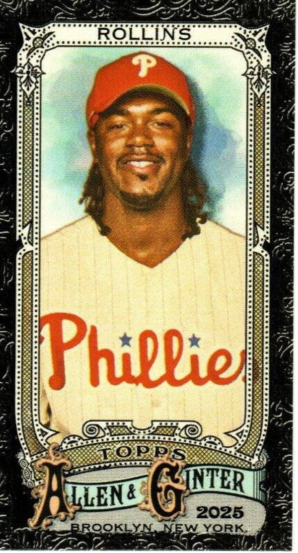 Allen & Ginter 2025 Mini Black Border #159 Jimmy Rollins, Philadelphia Phillies