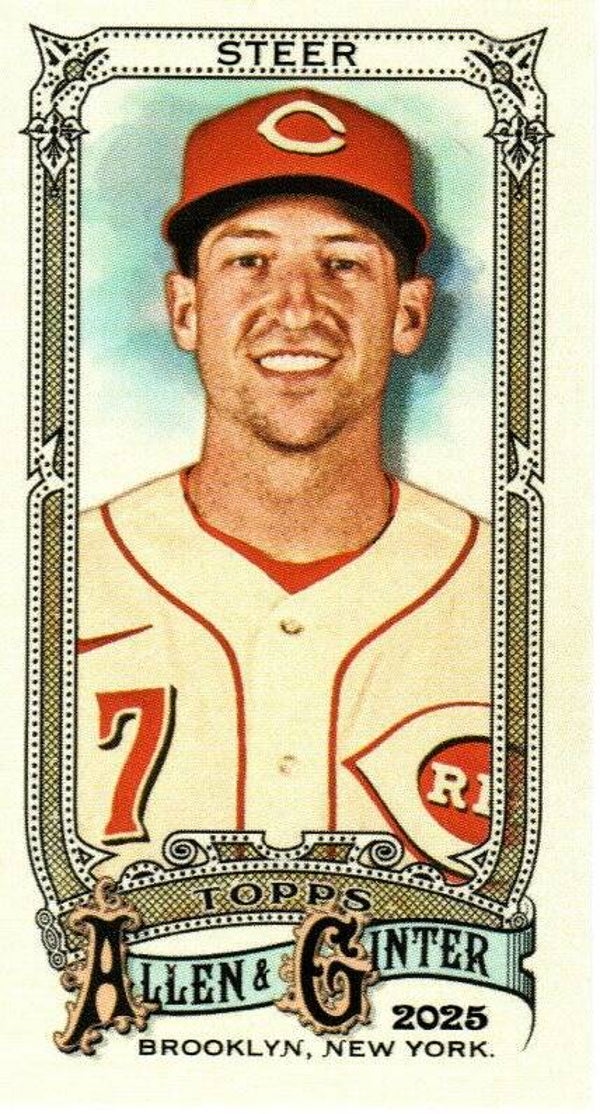 Allen & Ginter 2025 Mini #186 Spencer Steer, Cincinnati Reds