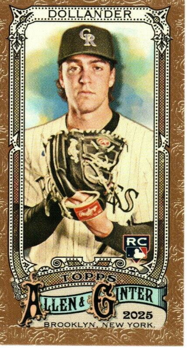 Allen & Ginter 2025 Mini Gold Border #217 Chase Dollander, Colorado Rockies RC