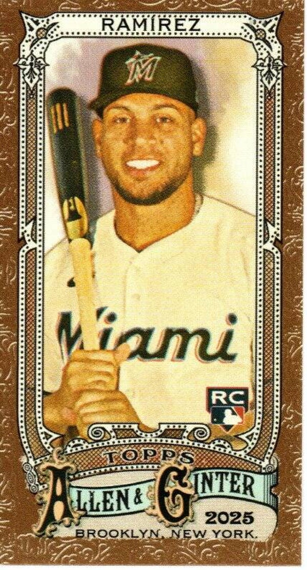 Allen & Ginter 2025 Mini Gold Border #218 Agustín Ramírez, Miami Marlins RC