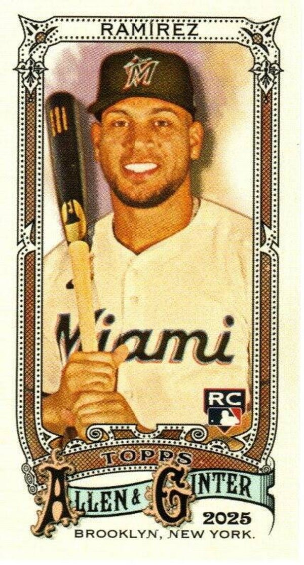 Allen & Ginter 2025 Mini M&N back #218 Agustín Ramírez, Miami Marlins RC