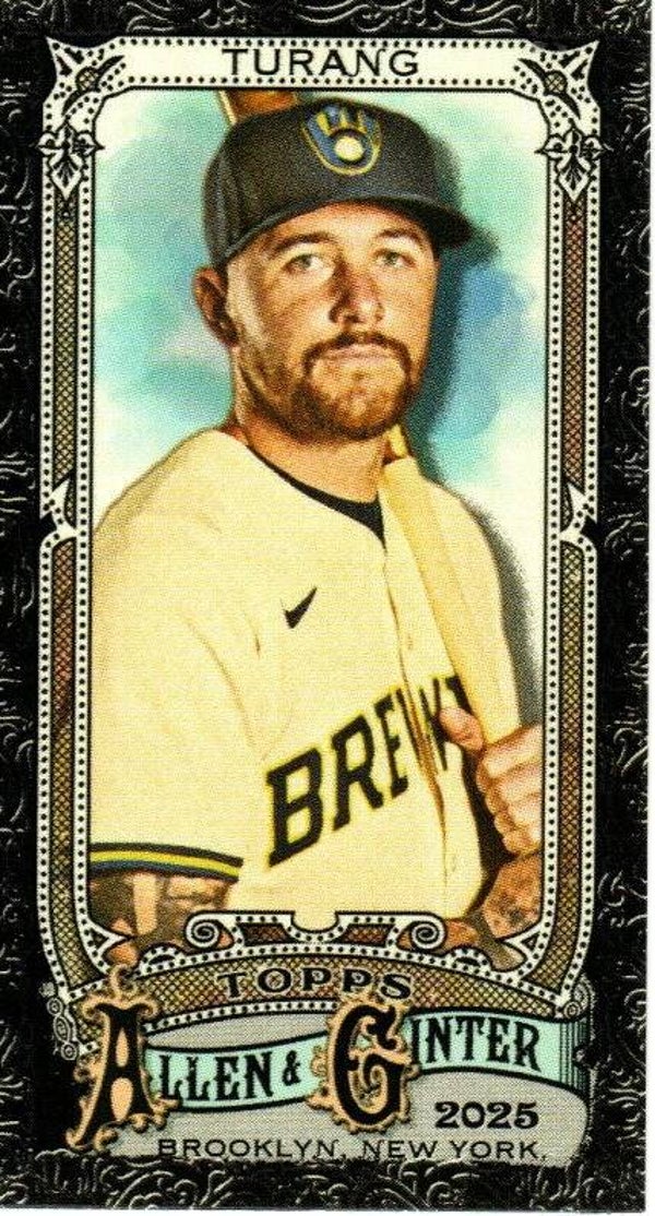 Allen & Ginter 2025 Mini Black Border #222 Brice Turang, Milwaukee Brewers
