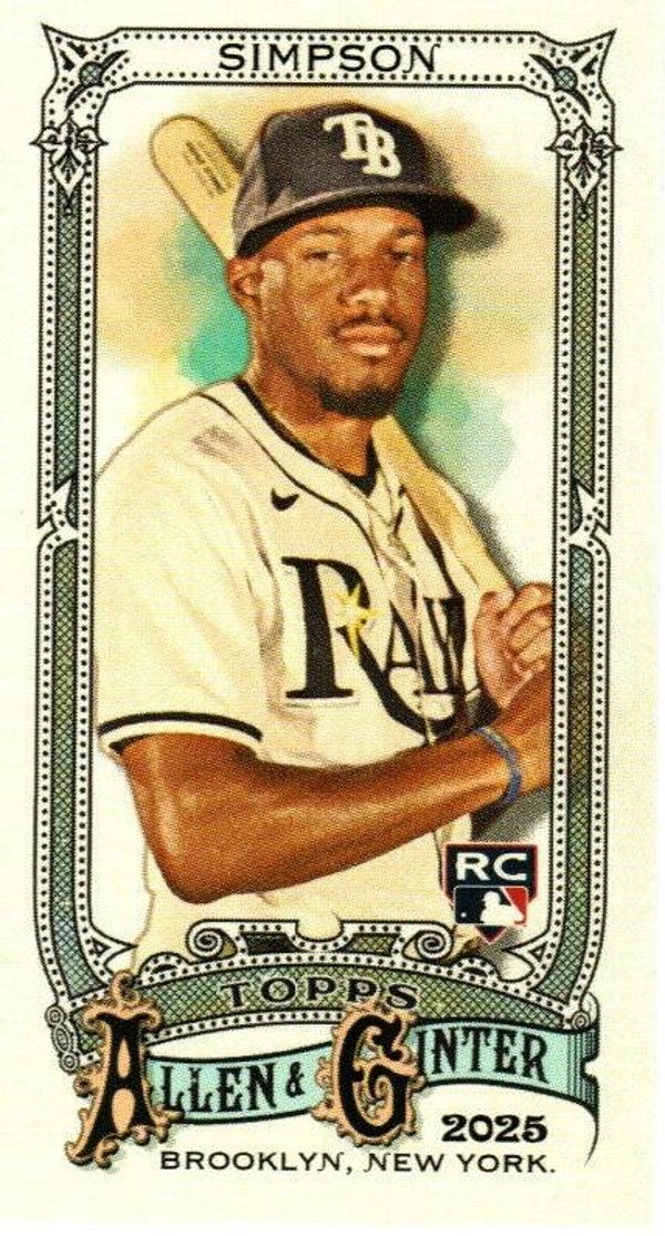 Allen & Ginter 2025 Mini M&N Back #297 Chandler Simpson, Tampa Bay Rays RC