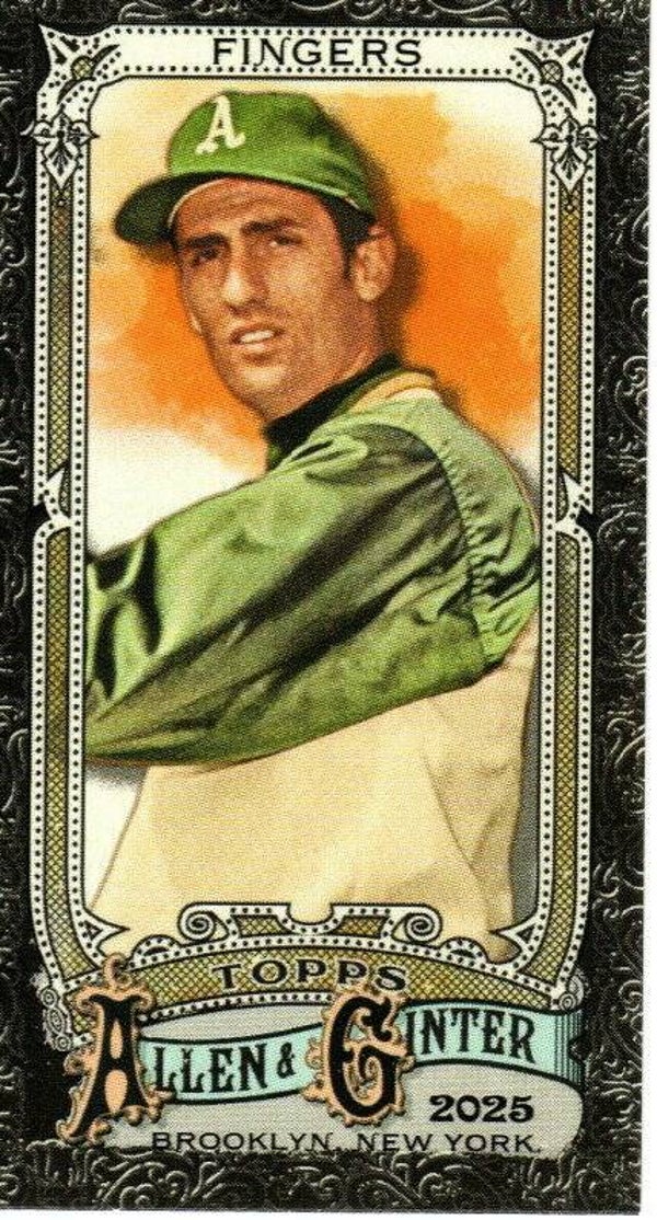 Allen & Ginter 2025 Mini SP Black Border #328 Rollie Fingers, Oakland Athletics