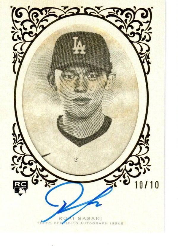 Allen & Ginter 2025 Carte de Visite Autograph Blue Ink 10/10 #CDVA-RS Roki Sasaki, Los Angeles Dodgers