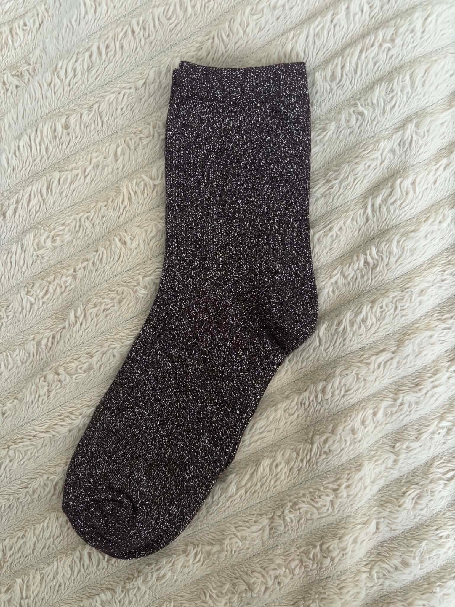 Chaussettes pailletées personnalisables "noir et rose"