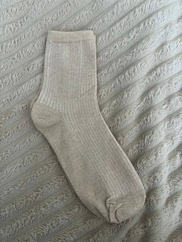 Chaussettes pailletées personnalisables 'Beige"