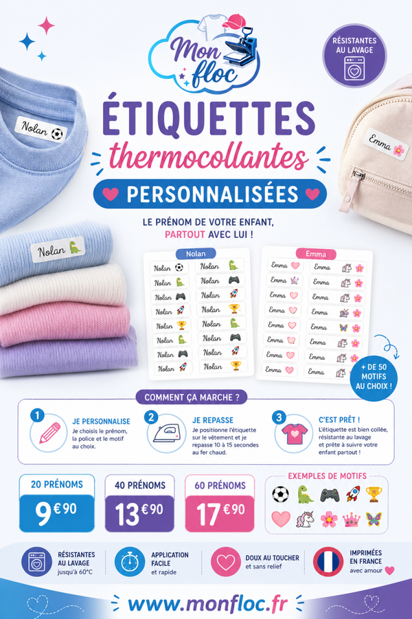 Étiquettes Thermocollante Garçons