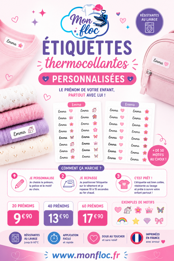 Étiquettes Thermocollante Fille