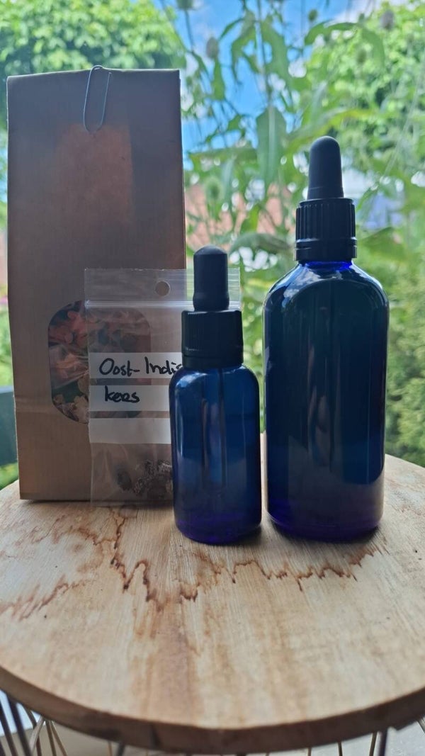 Tinctuur - 100 ml, blauw glas met druppelaar