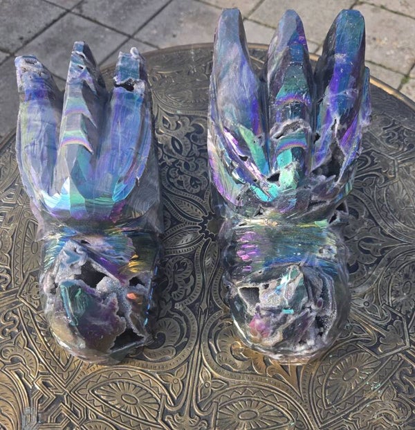 Aura coated sfaleriet drakenkoppenset