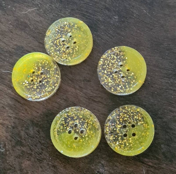 Knapp Gul + Guld glitter