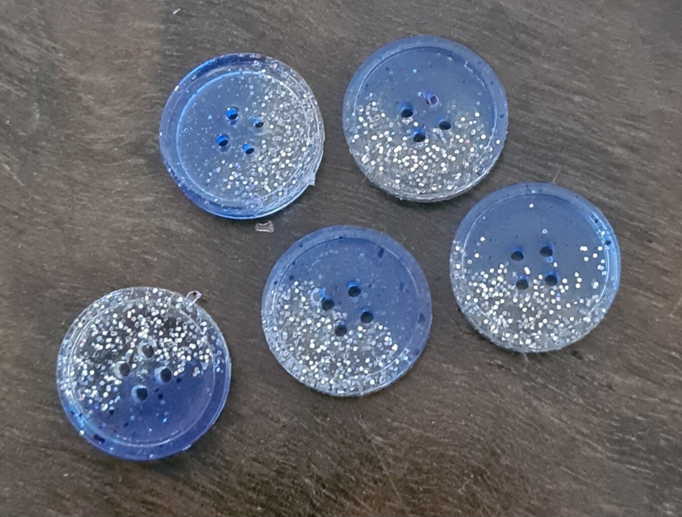 Knapp Blå + Silver glitter
