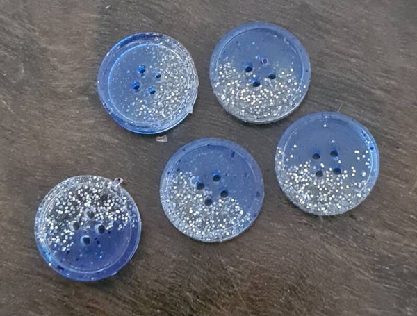 Knapp Blå + Silver glitter