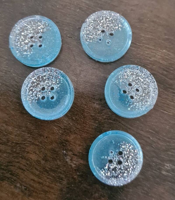 Knapp Turkos + Silver glitter