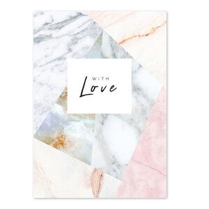 Wenskaart voor sieraden "With love" - Off white-rose