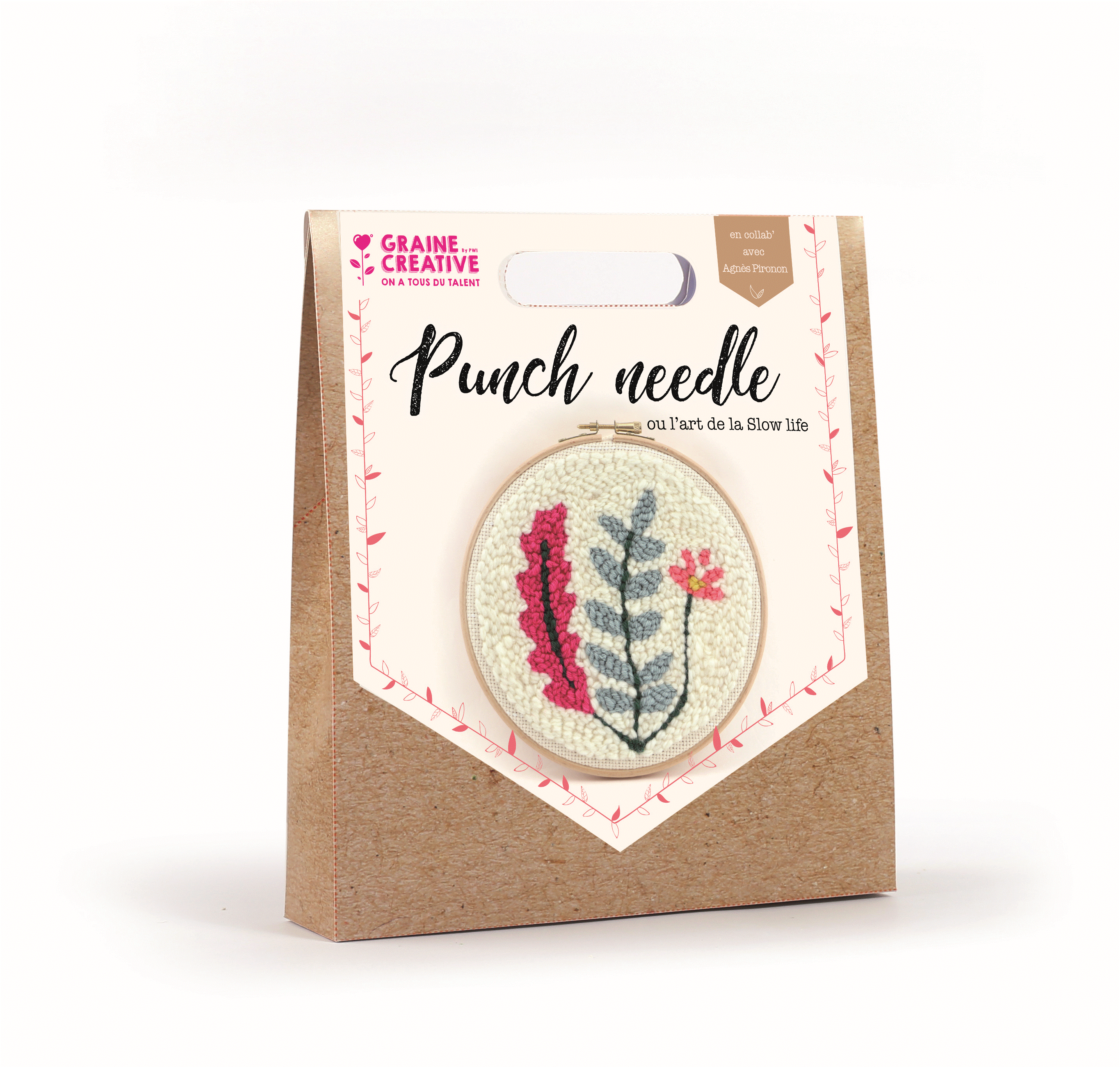 Punch Needle Set, d:20cm - Vegetal