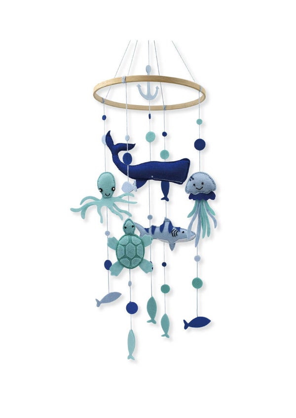 DIY-Naaiset Vilt Mobiele Hanger - zeedieren (turquoise) 20x68 cm