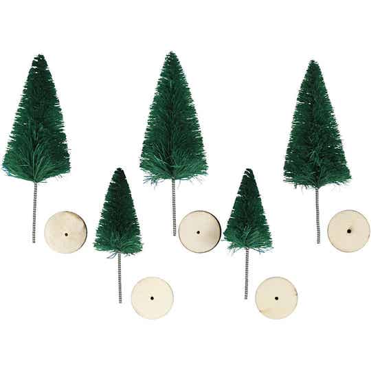 Kerstbomen 40+60 mm, 5 stuks