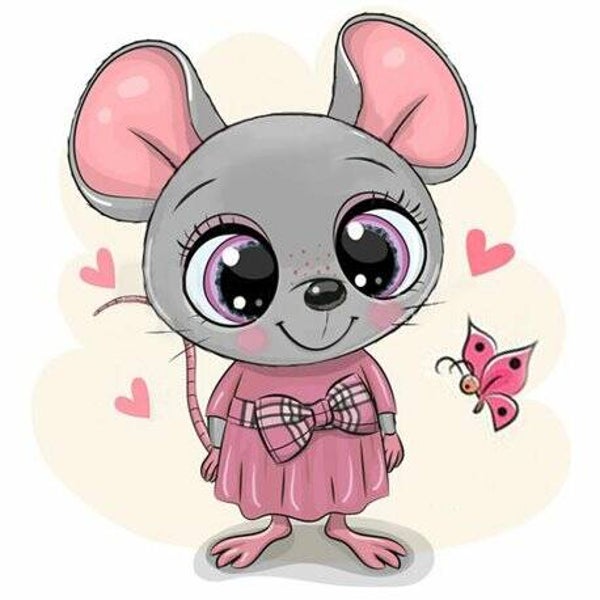 Wizardi Diamond Painting Canvas 20x20 cm - Schattige Muis