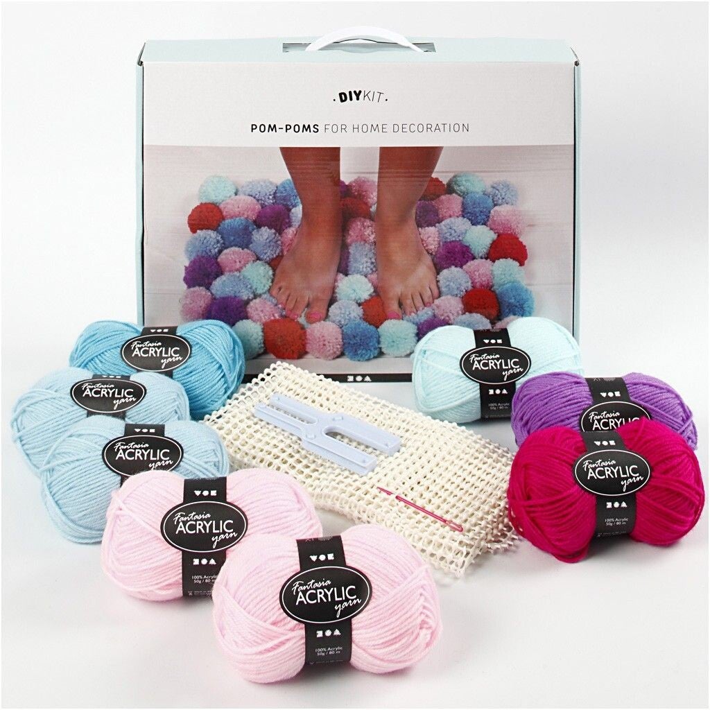 Pom-poms Home Decor Set - Mat, multi-color harmonie