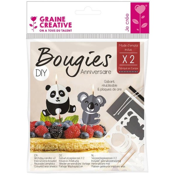 Maak je eigen Verjaardagskaarsen - koala en panda 2 st