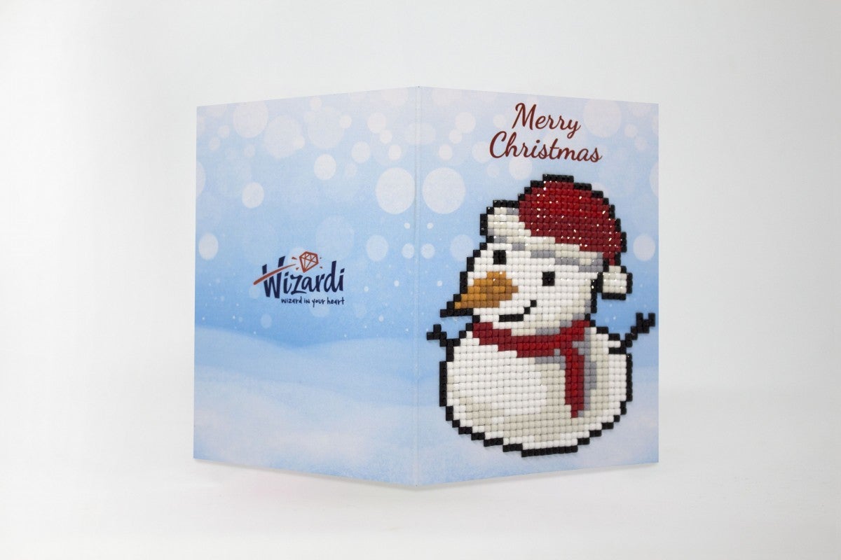 Diamond Painting Wenskaart - Merry Christmas (Snowman)