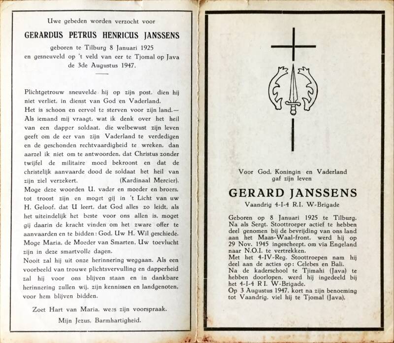 Bidprent Gerard Janssens