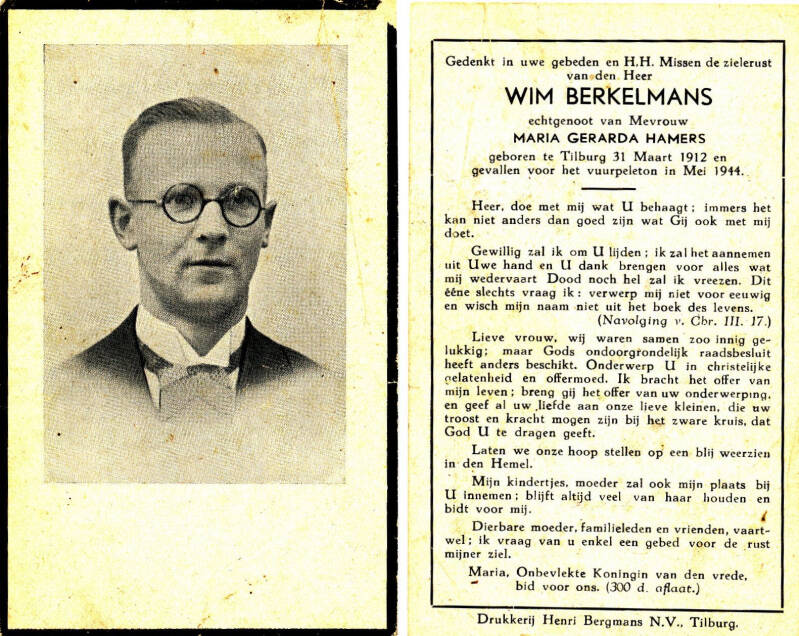 Bidprent Wim Berkelmans