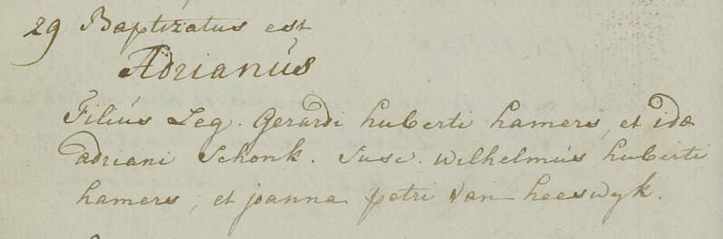 Doopakte Adrianus Hamers