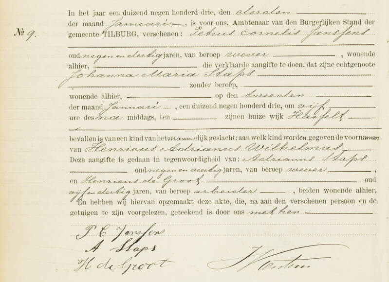 Geboorteakte H.A.W. Janssens