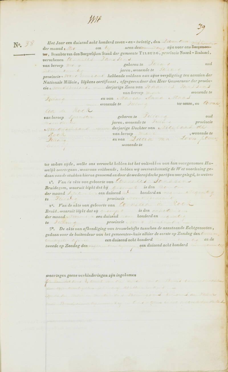 Huwelijksakte Janssens - de Kock