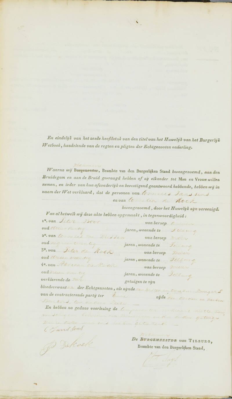 Huwelijksakte Janssens - de Kock